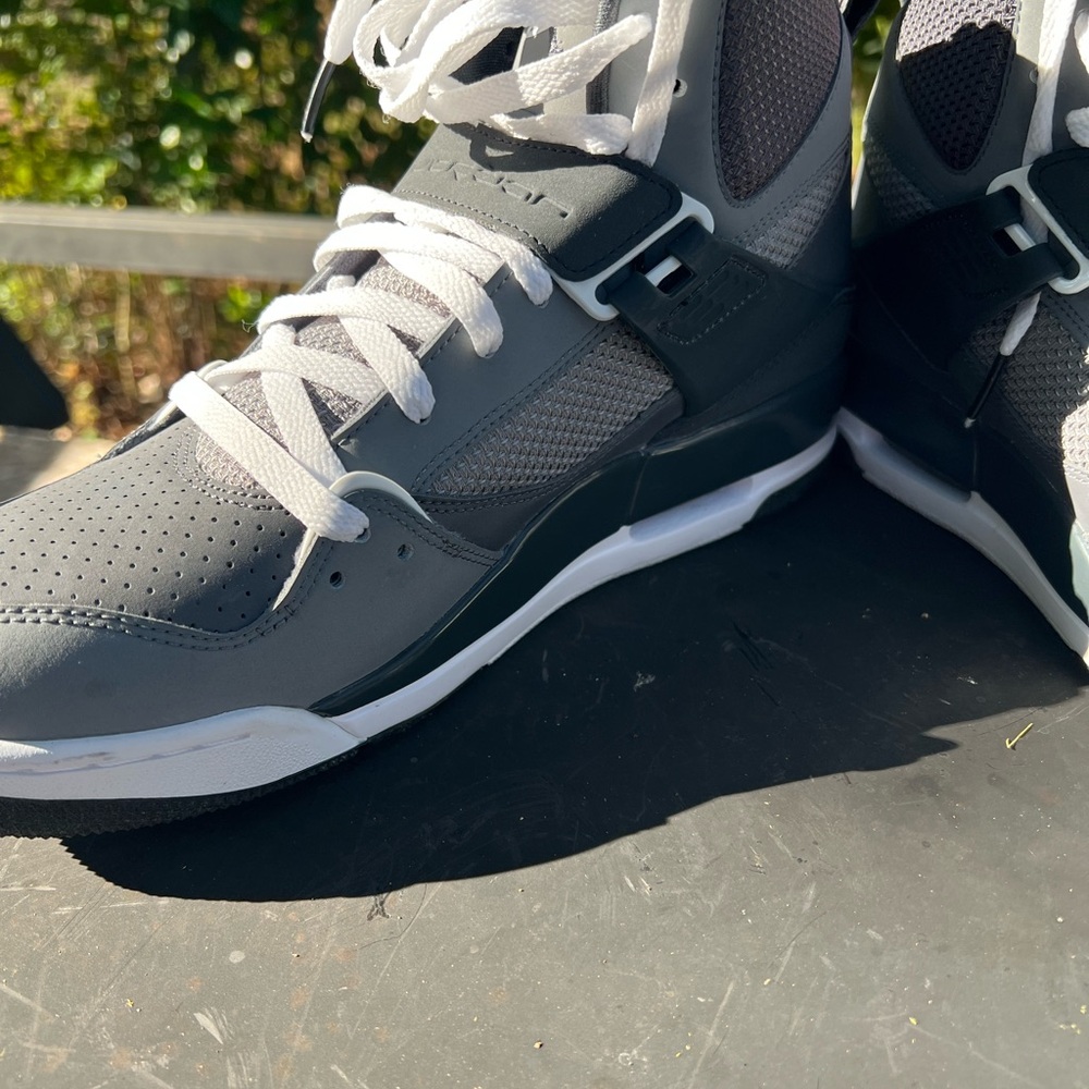 Gray and White High-Top Sneakers - Picture 6 of 10